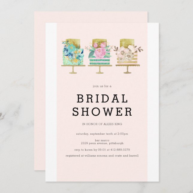 Convites Chá de panela De Bolo De Casamento (Frente/Verso)