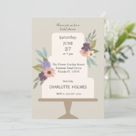 Convites Chá de panela de Bolo Floral Moderno