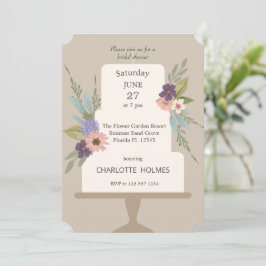 Convites Chá de panela de Bolo Floral Moderno