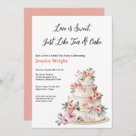 Convites Chá de panela de Bolo Floral Púrpura e Laranja