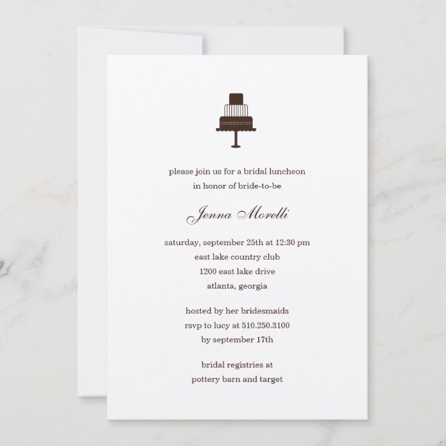 Convites Chá de panela de bolo hierárquico clássico (Frente)