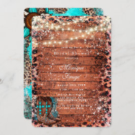 Convites Chá de panela de Boots do Cowboy Turquoise