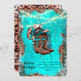 Convites Chá de panela de Boots do Cowboy Turquoise