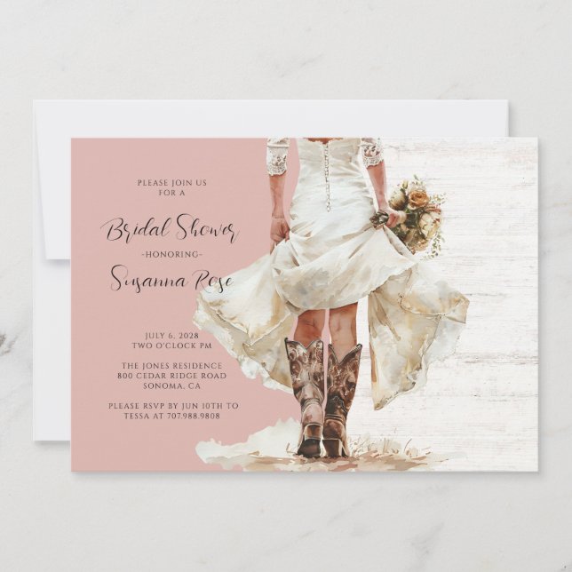 Convites Chá de panela de Boots do Noivo Vestido (Frente)