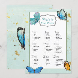 Convites Chá de panela de Borboleta Azul Aquarela Chic Teal