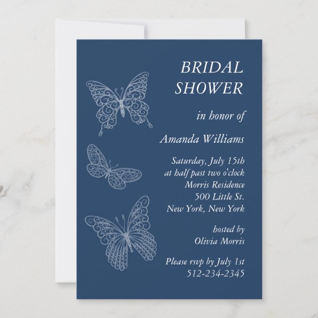 Convites Chá de panela de Borboleta de Filigree (lacaio) (Frente)