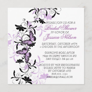 Convites Chá de panela de borboleta de Lavanda Floral Elega