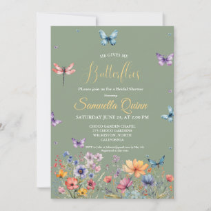 Convites Chá de panela de Borboletas de Aquarela Elegante