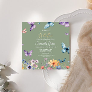 Convites Chá de panela de Borboletas de Aquarela Elegante