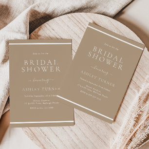 Convites Chá de panela de Borda Branca de Taupe Pálido Mode