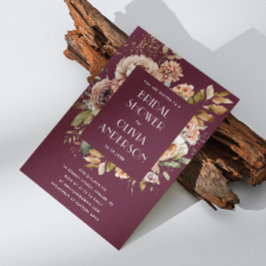 Convites Chá de panela de Borgonha Escura | Elegante Boho C