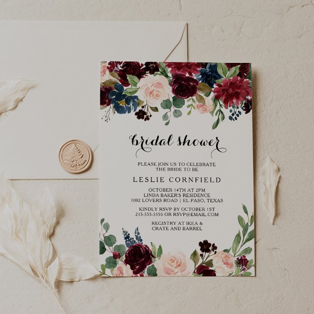 Convites Chá de panela de Borgonha Russo do Outono (Criador carregado)