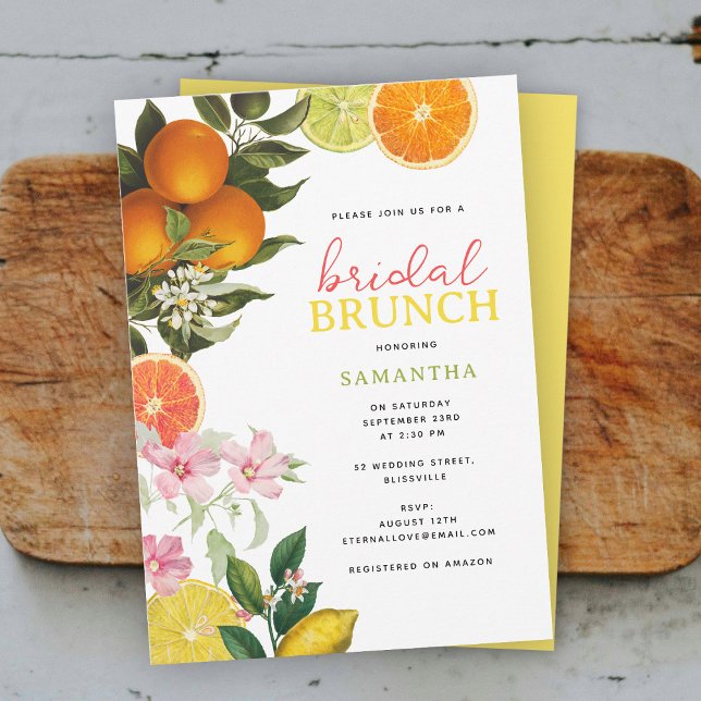 Convites Chá de panela de Bridal de Citrus de Aquarela (Watercolor Citrus Bridal Brunch Bridal Shower Invitation)