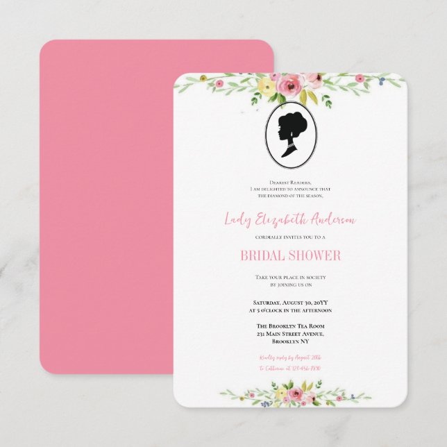 Convites Chá de panela de Bridgerton - Flores Vermelhos (Frente/Verso)