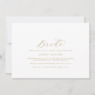 Convites Chá de panela de Brilho Horizontal de Script Doura