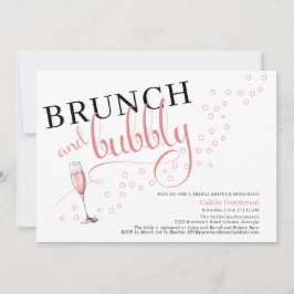 Convites Chá de panela de Brunch Rosa Divertido e Champanhe