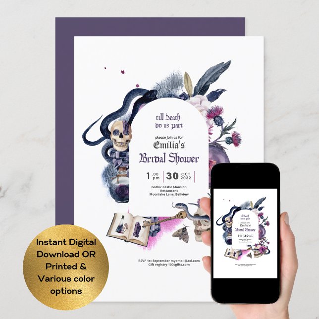 Convites Chá de panela de Bruxa de Halloween mágico gótico (Criador carregado)