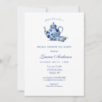 Chá de panela de bule azul e branco
