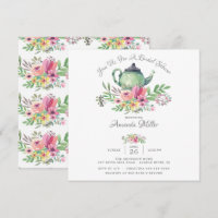 Chá de panela de bule floral de aquarela