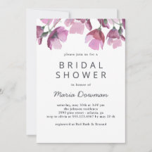 Chá de panela de buquê de aquarela violeta floral