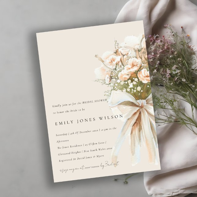 Convites Chá de panela De Buquê Floral Rosa Blush (Criador carregado)