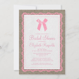 Convites Chá de panela de Burlap, castanho rosa