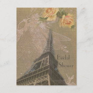 Convites Chá de panela de Burlap Look Eiffel Tower & Fairi