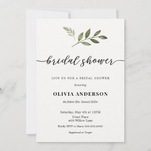 Convites Chá de panela de caligrafia com verde