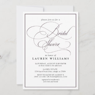 Convites Chá de panela de Caligrafia Púrpura Elegante