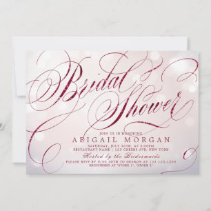 Convites Chá de panela de caligrafia vintage Glam burgundy