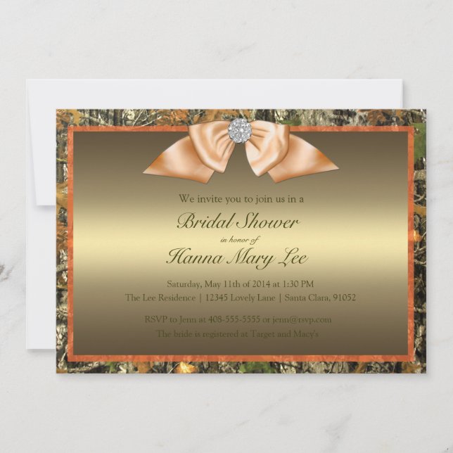 Convites Chá de panela de Camo da caça (Frente)