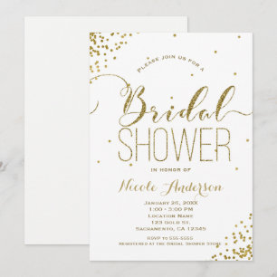 Convites Chá de panela de cantos brilhantes brancos e Doura