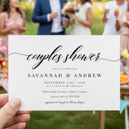 Convites Chá de panela de Casais de Script Elegante Clássic