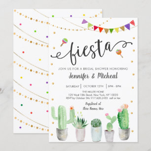 Convites Chá de panela de Casais Fiesta Cactus