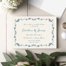 Convites Chá de panela de Casais ilustrados à mão branca