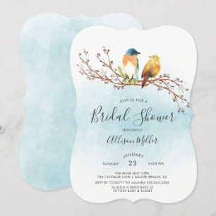 Convites Chá de panela de Casal de Pássaros de Amor