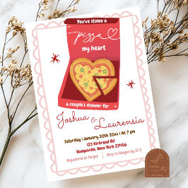 Convites Chá de panela de Casal de Pizza de Amor e Coração