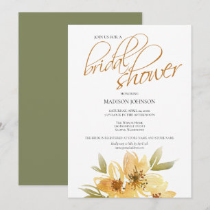 Convites Chá de panela de Casamento Amarelo Elegante Water