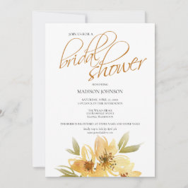 Convites Chá de panela de Casamento Amarelo Elegante Waterc