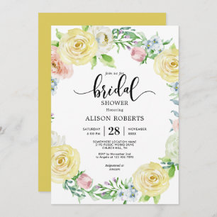 Convites Chá de panela de casamento amarelo pastel de água