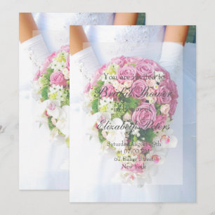 Convites Chá de panela de Casamento com Buquê de Flor Bra