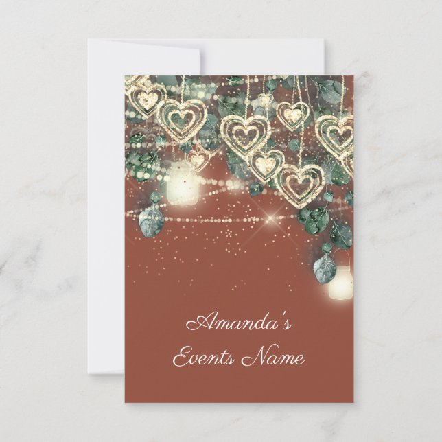 Convites Chá de panela de casamento Coral Green Sweet 16th (Verso)