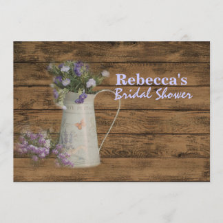 Convites chá de panela de casamento da lavanda de madeira d