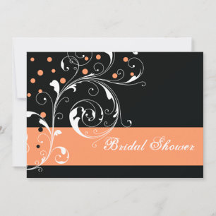 Convites Chá de panela de casamento de coral preto da folha