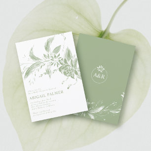 Convites Chá de panela de casamento de flores verdes da Sag