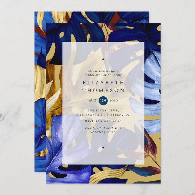 Convites Chá de panela de Casamento de Floresta Exótica (Frente/Verso)