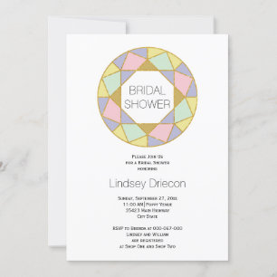 Convites chá de panela de casamento de joias geométricas