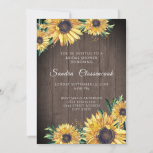 Convites Chá de panela de Casamento de Madeira Rustic Sunf