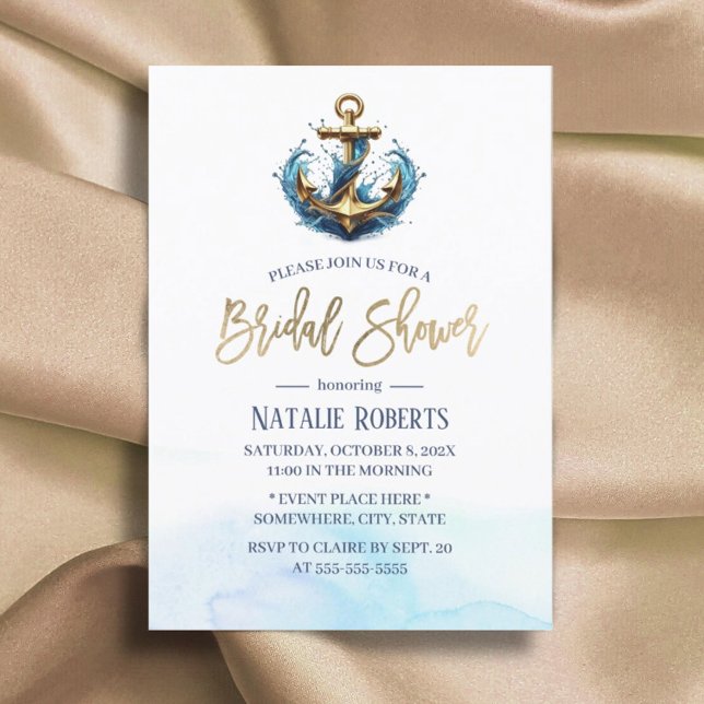 Convites Chá de panela de Casamento de Verão de Anchor Dour (Criador carregado)