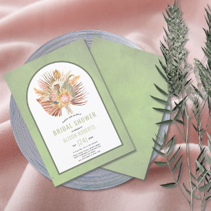 Convites Chá de panela de casamento do Sage green arch 
